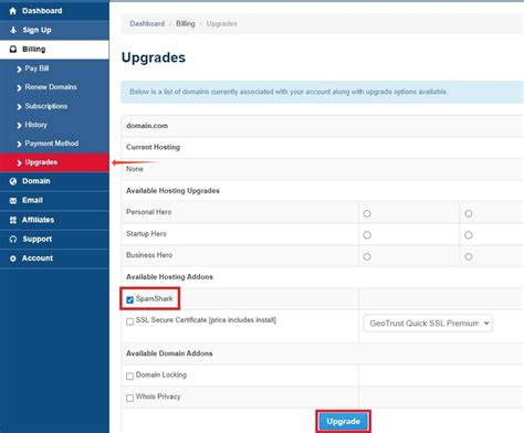 webhero control panel.